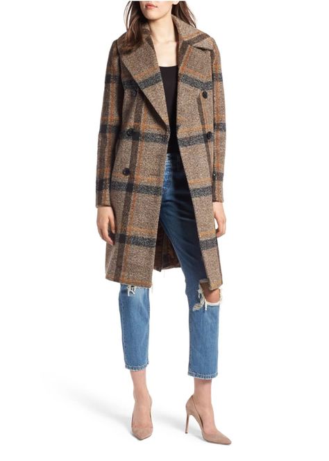 Jcrew Wool Coat, Boiled Wool Coat, Jcrew Coat, Plaid Wool Coat, Plaid Peacoat, Windowpane Plaid, Style Muse, Plaid Coat, Fall Coat