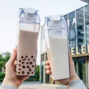 Milk Carton Water Bottle, Carton Water Bottle, Clear Water Bottle, Plastic Milk, Portable Water Bottle, Milk Box, Tea Storage, Milk Carton, Milk Cup