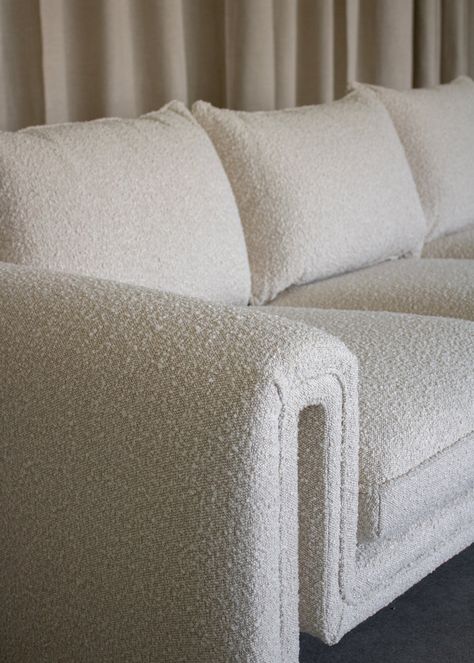 Furniture Beige Boucle Sofa, White Boucle Sofa, Boucle Sofa Living Room, Roman Blinds Living Room, Sofa Aesthetic, Cream Sofa Living Room, Teddy Sofa, Cream Couch, Sofa Texture