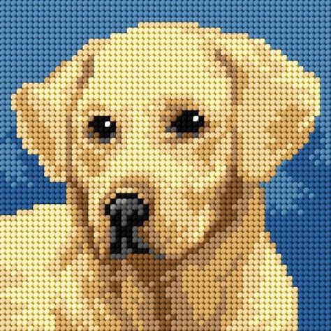 Needlepoint canvas for halfstitch without yarn Labrador Retriever 2713D - Printed Tapestry Canvas By Orchidea | Michaels® Pixel Crochet, Animal Cross Stitch Patterns, Yellow Labrador, Embroidery Supplies, Cross Stitch Animals, Counted Cross Stitch Kits, Printed Tapestries, Needlepoint Canvases, Canvas Designs