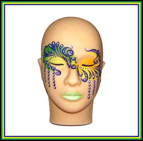 Mardi Gras Mask by PrairieChic Mardi Gras Face Paint Ideas, Mardi Gras Face Paint, Mardi Gras Makeup, Masquerade Makeup, Mime Face Paint, Cool Face Paint, Mardi Gra, Mardi Gras Outfits, Face Paints