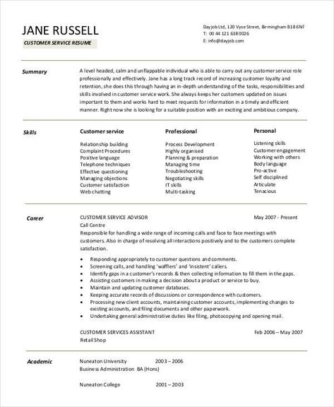 resume template customer service Teaching Resume Examples, Retail Resume Examples, Customer Service Resume Examples, Good Customer Service Skills, Customer Service Skills, Customer Service Resume, Microsoft Word Resume Template, Customer Service Training, Teaching Resume