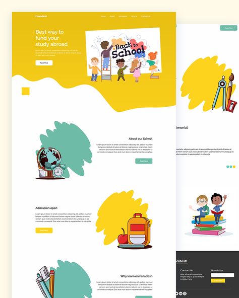 Download Free School Html Template Free Html Website Templates, School Website Templates, Cartoon Website, Website Ui Ux Design, Kids Web, Website Design Wordpress, Education Templates, Ui Design Website, School Website