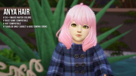 Anya Forger hair | megukiru on Patreon Sims 4 Cc Anya Forger, Kids Maxi, Sims 4 Anime, Anya Forger, Match Colors, Sims 4 Cas, Be Awesome, Spy X Family, Anime Hair