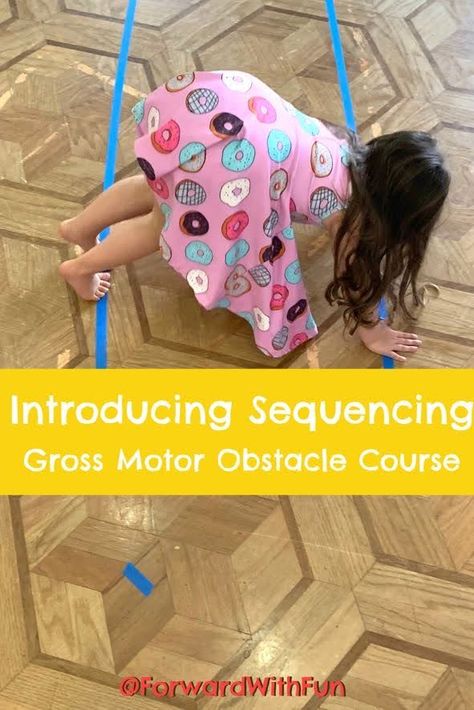 Sequencing is a tricky skill to understand but not when you're doing an obstacle course! Kids will be loving this blue tape obstacle course where they move in different ways and learn sequencing words like, "first," "next," "then," and "last." They'll be putting the actions in order while doing them in a fun and simple way. Do you have your blue tape ready? Set up in under a minute! Obstacle Course Kindergarten, Kindergarten Obstacle Course, Painters Tape Obstacle Course, Simple Obstacle Course For Kids, Classroom Obstacle Course, Inside Obstacle Course For Kids, Sensory Obstacle Course Ideas, Core Activities Occupational Therapy, Occupational Therapy Obstacle Course Ideas