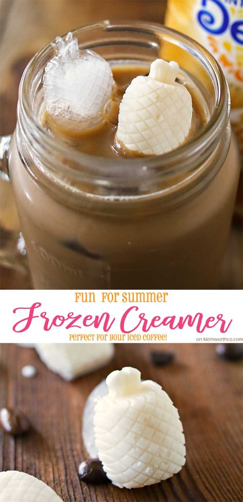 Fun Summer Frozen Creamer is the perfect thing to add to your iced coffee. Make them in any fun shape you like. Pineapples are perfect for a pool party. Frozen Coffee, Grilling Gifts, Making Lunch, Ice Coffee Recipe, Gourmet Coffee, Coffee Creamer, Great Coffee, Frozen Desserts, Frozen Treats