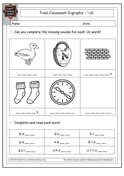 Final Consonant Digraphs (ck) Worksheet | Lesson Planet Ck Words, Phonics Blends Worksheets, Phonics Worksheets Grade 1, Consonant Blends Worksheets, 2nd Grade Reading Worksheets, Digraphs Worksheets, Words Activities, Words Worksheet, Phonics Worksheets Free