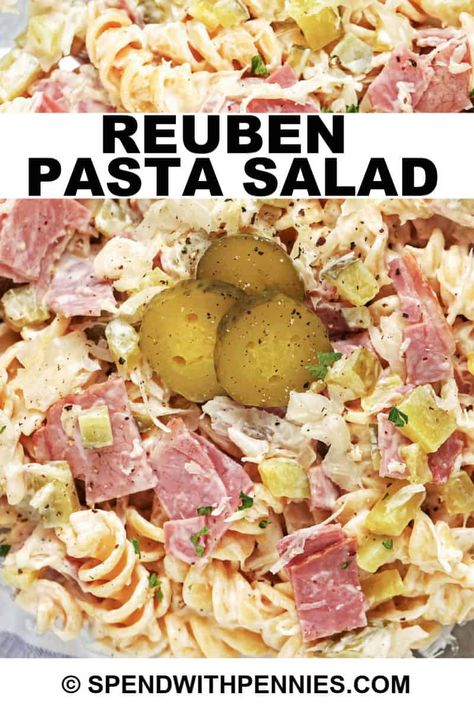 Reuben Pasta, Summer Pasta Salad Recipes, Creamy Pasta Salads, Cold Pasta Salad Recipes, Reuben Sandwich, Cold Pasta Salad, Cold Pasta, Summer Pasta Salad, Best Salad Recipes