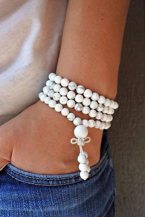 Yoga Bracelet Beads, Yoga Beads, Mala Beads Bracelet, Howlite Bracelet, Meditation Beads, Meditation Bracelet, 108 Mala Beads, Bracelet Bead, Yoga Bracelet