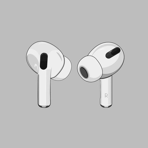 Air Pods Drawing, Airpods Illustration, Airpods Sketch, Airpod Drawing, Airpods Wallpaper, Ear Phones Aesthetic, Earbuds Drawing, Headphone Drawing, Adidas Iphone Wallpaper