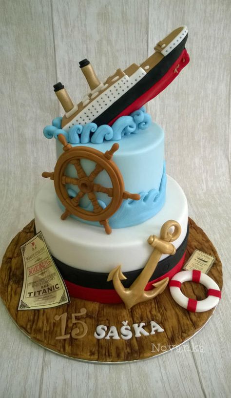 Titanic Cakes For Kids, Titanic Birthday Party Ideas, Titanic Cake Ideas, Titanic Party Ideas, Caledon Hockley, Titanic Cake, Titanic Birthday, Titanic Party, Marine Cake