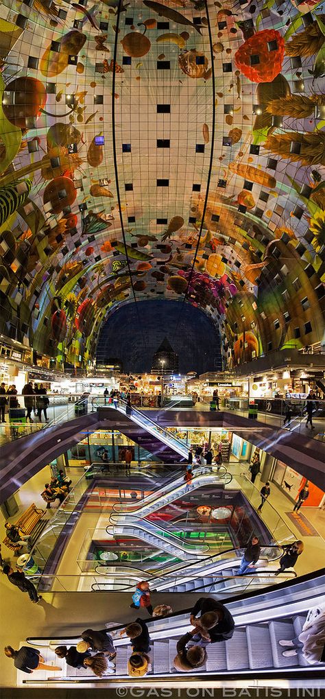 Markthal, Rotterdam, Holland | Gaston Batistini | Flickr Market Hall Rotterdam, Rotterdam Market, Windmills In Amsterdam, Rotterdam Architecture, Pixar Studios, Retail Facade, Rotterdam Netherlands, Netherlands Travel, Alternative Art