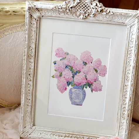 Monogramed Hydrangea Print | Chinoiserie Wall Art | Ginger Jar Wall Art | Grandmillenial | Monogram Art | Initials Wall Decor Chinoiserie Wall Art, Initial Wall Decor, Kids Nursery Art, Initial Wall Art, Chinoiserie Art, Monogram Art, Hydrangea Print, Initial Wall, Chinoiserie Wall