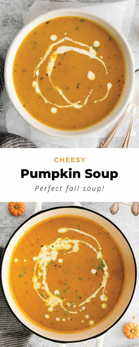 This thick and creamy pumpkin soup is made with garlic, pumpkin puree, coconut milk, and cheddar cheese. Creamy Pumpkin Soup Recipe, Pumpkin Soup Recipe Easy, Pumpkin Soup Easy, Cheddar Cheese Recipes, Creamy Pumpkin Soup, Coconut Milk Soup, Cheese Soup Recipes, Leftover Pumpkin, Pumpkin Soup Recipe