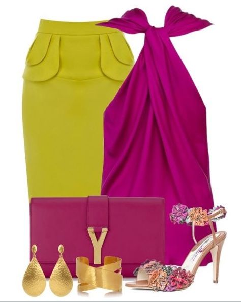 Chartreuse & Magenta Outfit Bright Dress, Winter Typ, Classy Style, Fashion Hacks, Ideas Aesthetic, Mode Inspiration, Shoes And Accessories, Bling Bling, Look Fashion