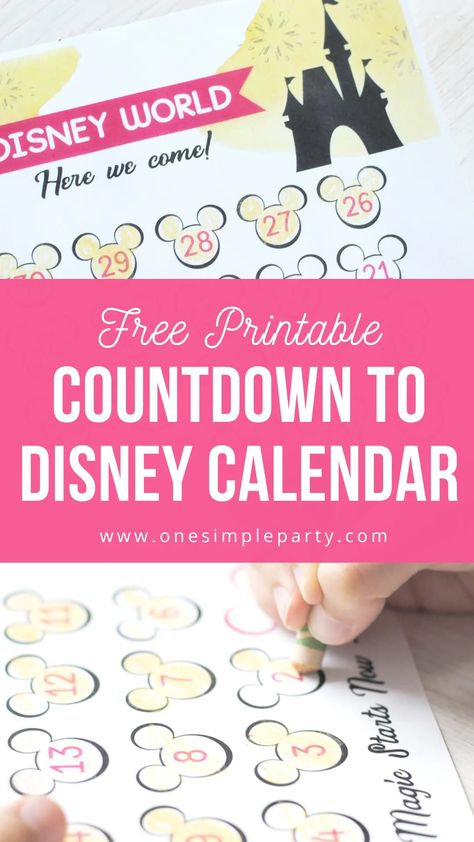 Heading to Disney for your next vacation and your trip just can't get here fast enough? Check out this Free Printable Countdown to Disney. Featuring adorable ears and classic Disney colors, it's the perfect Disney countdown printable. - - - CLICK HERE to download your FREE Printable Disney Countdown Calendar - - - #countdowntodisneyprintable #freedisneycountdownprintable Disneyworld Countdown Ideas, Disney Trip Countdown Ideas, Countdown To Disney World, Disney Cruise Countdown Printable, 100 Day Disney Countdown Printable, Disney World Countdown Printable, Countdown To Disney Printable, Diy Disney Countdown, Disney Countdown Ideas Free Printable