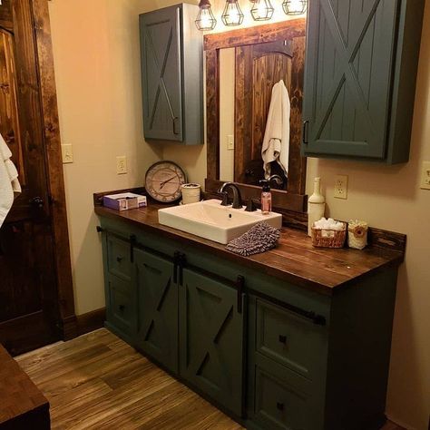 Media Center | Etsy Barn Door Double, Barn Door Bathroom, Vanity Set Up, Small Half Bathroom, Western Bathroom, Farmhouse Storage, Apron Sink, Bathroom Farmhouse, Bathroom Farmhouse Style