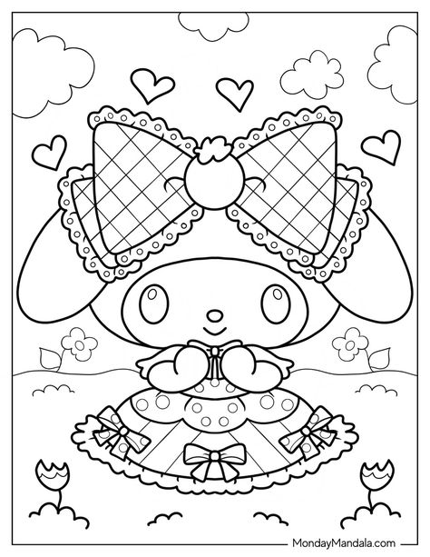 Sanrio Colouring, Sanrio Coloring Book, My Melody Coloring Pages, Melody Coloring Pages, My Melody Coloring, Sanrio Coloring Pages, Sanrio Coloring, Hello Kitty Colouring, Hello Kitty Coloring Pages