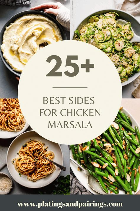 Wondering what the best side dishes to serve with chicken marsala are? I’ve got you covered with this handy guide of the best sides for this classic dish. Sides With Chicken Marsala, Chicken Marsala Dinner Sides, Sides For Chicken Marsala, Chicken Marsala Side Dishes, What To Serve With Chicken Marsala, Chicken Marsala Sides, Easy Sides For Chicken, Sides Chicken, Chicken Marengo