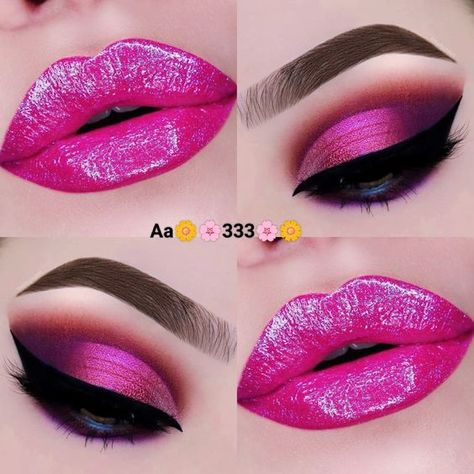 Hot Pink Makeup Looks, Pink Lips Makeup, Pink Eyeshadow Look, Festival Makeup Glitter, Makeup Life Hacks, Eye Shadow Looks, Pink Look, Pink Eye Makeup, Makeup Steps