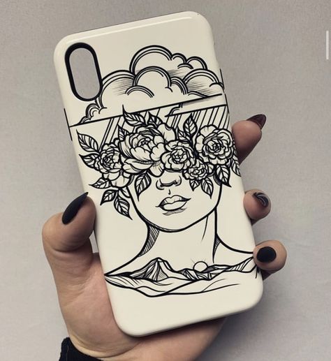 Sketch For Phone Case, Doodle Art Phone Case, Artsy Phone Cases, Food Art Painting, Phone Case Diy Paint, Phone Covers Diy, Led Pencils, Diy Iphone Case, Art Phone Cases