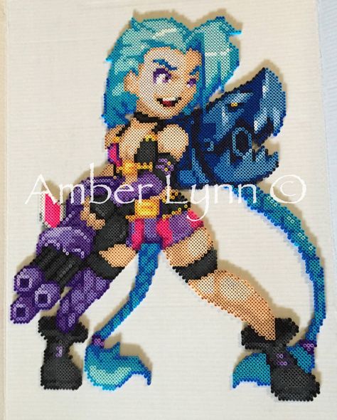 Kandi Creations, Piskel Art, Pixel Beads, Jinx League Of Legends, Art Perle, Pixel Art Templates, Perler Art, Fusion Beads, Perler Bead Templates