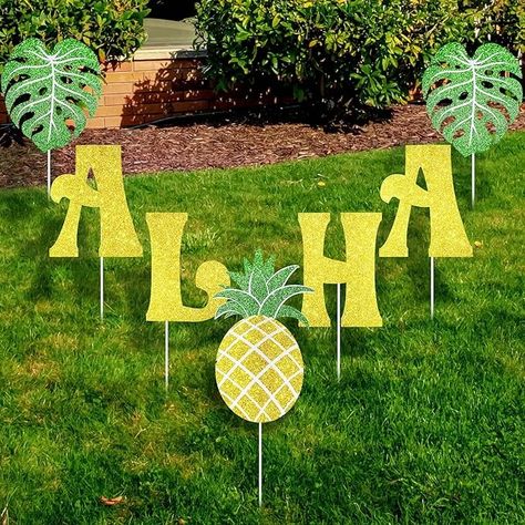 Amazon.com : Jetec 7 Pieces Aloha Yard Sign Aloha Party Decorations Hawaii Theme Yard Sign Luau Party Decorations Summer Supplies Outdoor : Patio, Lawn & Garden Signs For Party, Aloha Party Decorations, Summer Supplies, Aloha Sign, Hawaii Themed Party, Luau Decorations, Hawaii Theme, Hawaiian Party Theme, Flamingo Ornament