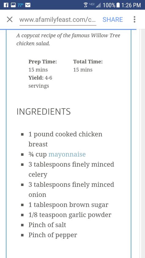 Willow Tree Chicken Salad (copycat) Willow Tree Chicken Salad Recipe, Willow Tree Chicken Salad, Salad Copycat, Cook Chicken Breast, Lunch Salads, Minced Onion, Chicken Salad Recipes, Willow Tree, Baking Ideas