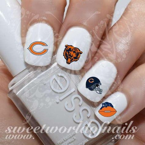 Chicago Bears Nail Art NFL Nail Water Decals Slides Chicago Bears Nails Art, Chicago Bears Nails, Bears Nail Art, Nfl Nails, Snoopy Pumpkin, Snoopy Nails, Pumpkin Nail, Pumpkin Nail Art, Nail Water Decals