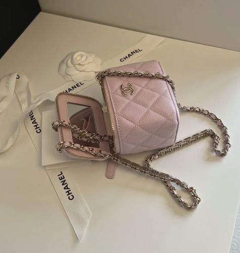 Designer Handbag Storage, Chanel Makeup Bag, Chanel Mini Bag, Aesthetic 2023, Pink Swan, Dream Bags, Handbag Storage, Peony Pink, I Believe In Pink