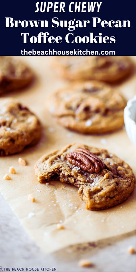 Brown Sugar Toffee Cookies, Butter Pecan Toffee Cookies, Pecan Toffee Cookies, Pecan Chewies Recipe, Toffee Pecan Cookies, Brown Sugar Pecan Cookies, Chewies Recipe, Toffee Cookie Recipe, Pecan Toffee