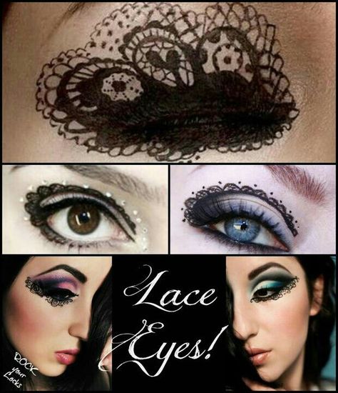 Lace eyes Bad Makeup, Show Makeup, Flower Makeup, Cool Makeup Looks, Dope Makeup, Gothic Makeup, Making Faces, Fancy Makeup, Hair Tattoos