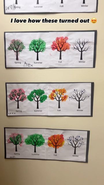 Seasons Tree Display Classroom, Four Seasons Tree Craft, Tree Four Seasons Art, 4 Season Tree Art, Four Seasons Tree Calendar Kids, Summer Winter, Four Seasons, Fall Winter, Spring Summer