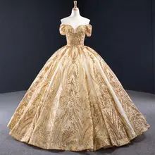 Cinderella Quinceanera Dress, Lavender Quinceanera Dresses, Off The Shoulder Prom Dresses, Gold Ball Gown, Quinceanera Dresses Gold, Prom Dress For Teens, Vintage Ball Gowns, Prom Dress With Train, Sweet 15 Dresses