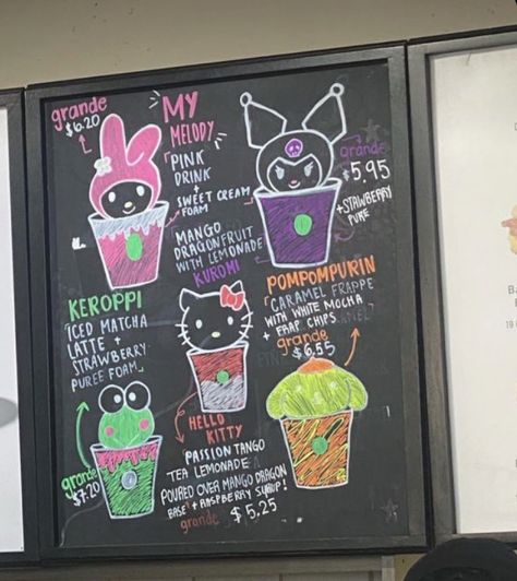 Kpop Inspired Starbucks Drinks, Kuromi Starbucks Drink, Sanrio Starbucks Drink, Hello Kitty Starbucks Drink, Sanrio Starbucks, Starbucks Drink Menu, Starbucks Secret Menu Recipes, Cold Starbucks Drinks, Starbucks Orders