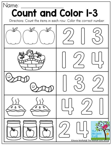 Count and Color! Basic skills for preschool! Preschool Homework, Education Preschool, Preschool Math Worksheets, Prek Math, Technology Tips, Education Technology, Fall Preschool, Numbers Preschool, Math Literacy