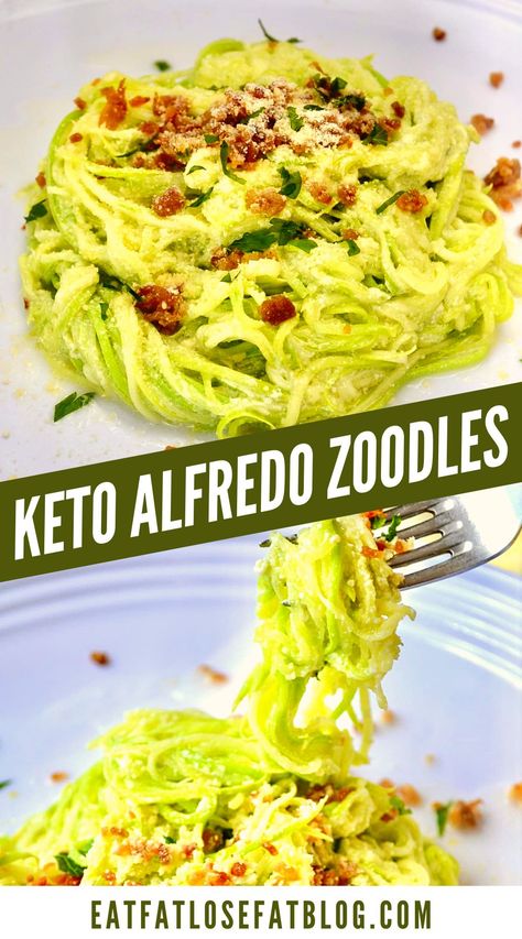 Looking for a quick, healthy, and low-carb dinner recipe? You’ll need to devote just 15 minutes of your time to make these keto alfredo zucchini noodles. This creamy, garlicky, and mouthwatering keto dinner option is one that your whole family will enjoy! This keto dinner recipe is an insanely low-carb take on the famous alfredo pasta. So if you’re missing pasta, you must give this keto recipe a try. Alfredo Zucchini Noodles, Alfredo Zoodles, Zucchini Side Dish Recipes, Keto Alfredo, Healthy Alfredo Sauce, Zucchini Dinner Recipes, Keto Pasta Recipe, Keto Dinner Recipe, Keto Dinner Ideas