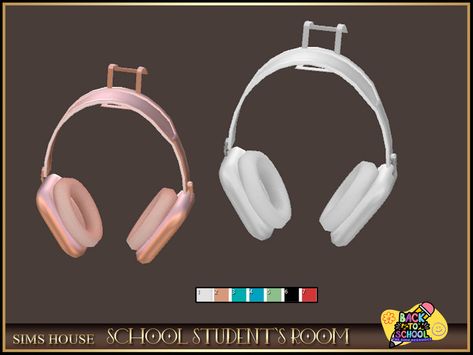 Sims4 Cc Headphones, Sims 4 Student Cc, Sims 4 Headphones Cc, Backpack Wall, Apple Headphone, Student Room, Kids Create, Sims 1, Sims 4 Cc Finds