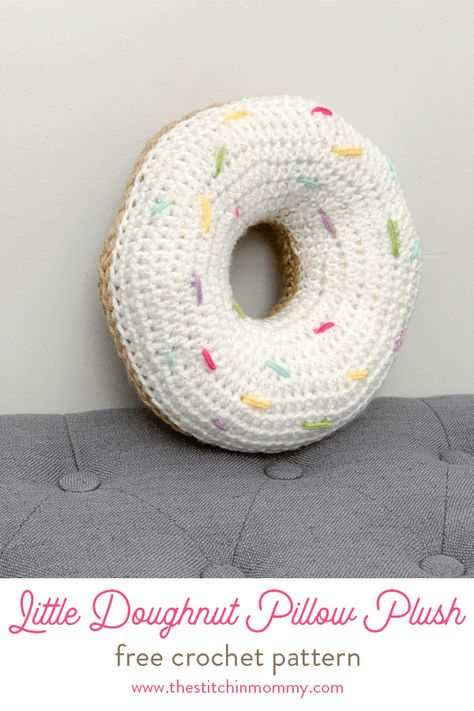 Doughnut Pillow, Crochet Pillow Patterns Free, Shaped Pillows, Donut Pillow, Donut Pattern, Crochet Decor, Crochet Cushion, Pillow Plush, Crochet Pillow Pattern