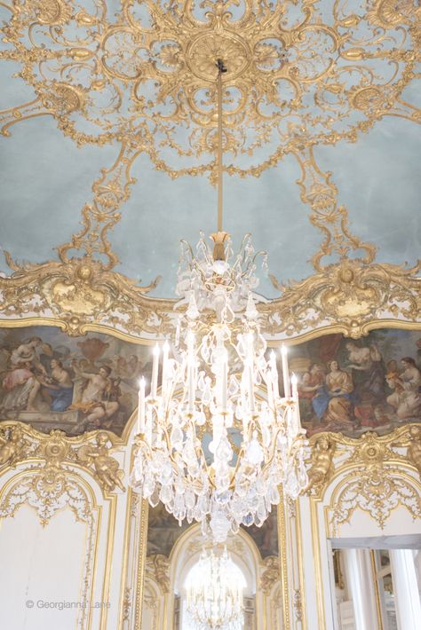 Gold and Blue Visions for a Paris Princess Elagent Aesthetic, White Princess Aesthetic, Blue Princess Aesthetic, Pallet Swings, Rococo Architecture, France Lifestyle, Cinderella Aesthetic, Fairytale Aesthetic, European Elegance