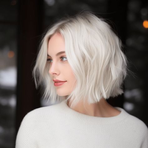 Silver Blonde Bob, White Bob Haircut, Style Short Afro Hair, Platinum Bob Hair, Short White Blonde Hair, Platinum Short Hair, Icy Blonde Bob, Short Afro Hair, Bob Inspiration