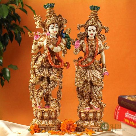 "Radha Krishna Statue Couple Statue God of Lovers Anniversary Gift Mandir Temple Home Pooja 15 INCH Resin Radha Krishna Idol Handmade Krishna.\n\n♥ Please feel free to contact us with any inquiry or question, we'd be happy to address any issue!!!\n\nThanks!!!!" Statue Couple, Radha Krishna Idol, Radha Krishna Statue, Temple Home, Krishna Idol, Handmade Statue, Home Decor Sculptures, Decor Sculpture, Krishna Statue