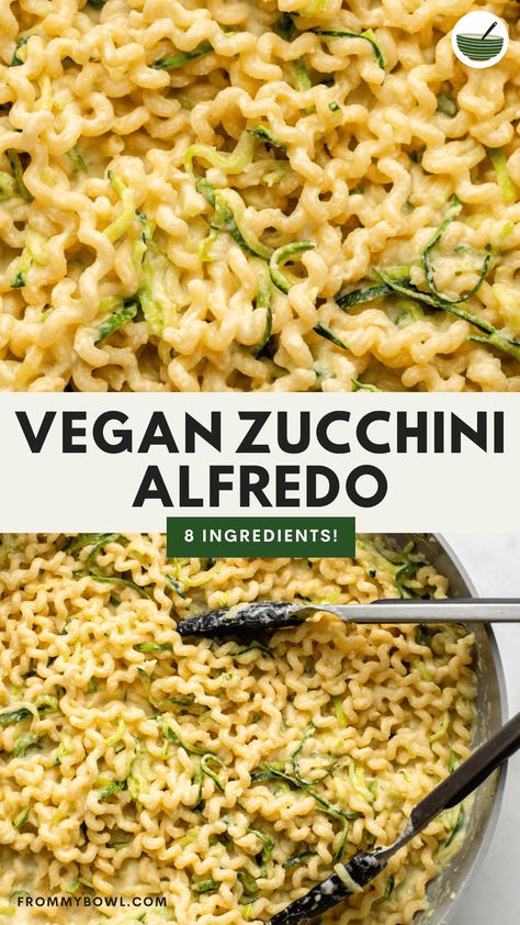 Pour this Creamy Vegan Alfredo Sauce with Zucchini over your favorite pasta for a hearty, cozy meal that'll keep you feeling satisfied all evening long. Vegan, Nut-Free, Gluten-Free option. Garlic Cream Sauce Pasta, Zucchini Pasta Sauce, Zucchini Alfredo, Veggie Alfredo, Zucchini Pasta Recipes, Creamy Zucchini, Vegan Alfredo Sauce, Vegan Alfredo, Cozy Summer