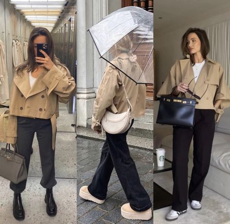 Short Trench Coat Outfit, Trench Outfit, Laura Byrnes, Cropped Trench Coat, Short Trench Coat, Trench Coat Outfit, Ootd Fall, Coat Outfit, Autumn Style