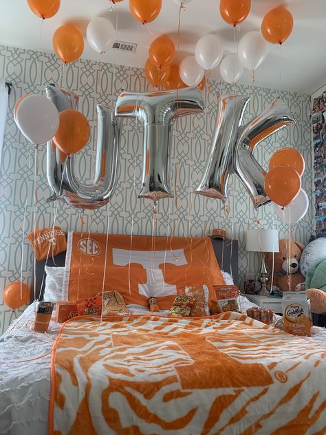 Utk Grad Cap, Tennessee Bed Party, Tennessee Grad Party, University If Tennessee, Utk College Aesthetic, University Tennessee Knoxville, Ut Knoxville Aesthetic, Utk Graduation Party, College Bed Party Ideas