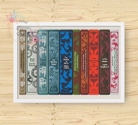 Library Classic, Book Cross Stitch, Romantic Cross Stitch, Cross Stitch Modern, Cross Stitch Books, Classic Book, Embroidery Book, Cross Stitch Bookmarks, Cross Stitch Heart