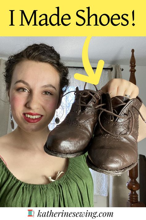 Sharing my latest project - a pair of custom-fit heeled oxford shoes! I knew nothing about shoemaking when I began and have learned a few things along the way! Read the blog post for a primer into shoemaking - tools and techniques. #leathershoes​ #leathercraft​ #leatherwork​ #leatherfashion​ #leather​ #sewing​ #sewingproject​ #sewingblogger​ #sewingblog Handmade Leather Shoes Pattern, Diy Shoes Heels, Heeled Oxford Shoes, Homemade Shoes, Shoe Cobbler, Oxford Shoes Heels, How To Make Leather, Historical Shoes, Leather Sewing