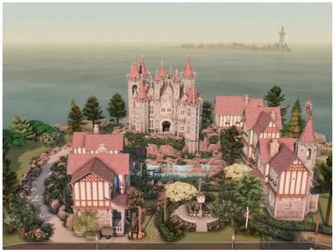 The Sims Resource - MM The Village 4 Sims 4 Restaurant, Fantastic Architecture, The Sims 4 Lots, Castle Estate, Sims Houses, Sims Builds, Medieval Architecture, Medieval Ages, Sims 4 House Design