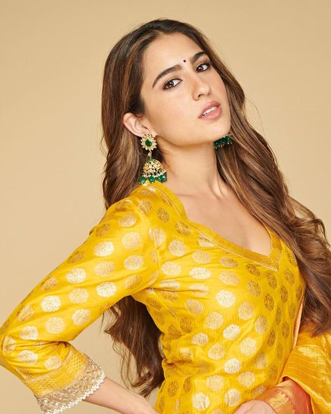 Yellow Is The New Pastel: B-Town Celebs Giving Major Festive Inspiration Sharara Suit, Sara Ali Khan, Celebrity Trends, Ali Khan, Kurta Designs, Bollywood Fashion, Indian Wear, Instagram Pictures, All About Fashion