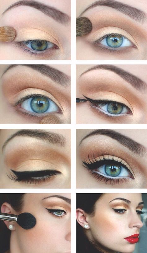 1950s Eyeliner, Maquillage Pin Up, 40s Makeup, 1940s Makeup, 1950s Makeup, 50s Makeup, Vintage Makeup Looks, Halloweenský Makeup, Pin Up Makeup